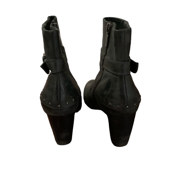 Blondo Women’s Leather Ankle Boots Size 8 Dark Grey Block Heel Almond Toe - Picture 5 of 14